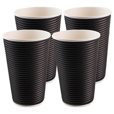 瓦楞不燙杯 16oz 黑色 直徑90 x 130mm 25個, 4包