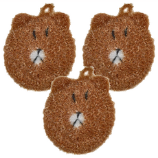 MasterClean 韓風手編洗碗巾, 可愛小熊造型, 小熊深棕色, 3個, 1包