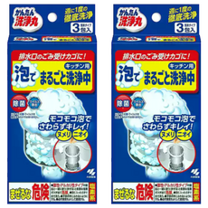 小林製藥 廚房用排水口提籠清潔發泡粉，3入，泡沫徹底清潔，除菌除臭, 90g, 2盒