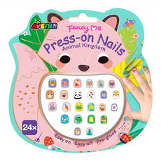 AVEnIR Kids 可重複童趣美甲貼 動物王國 24片安全無毒, 1組