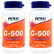 NOW Foods 維他命C-500 + 玫瑰果 抗氧化保護, 100顆, 2罐