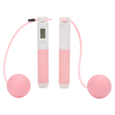 好拾選物 健身智能計數跳繩 LED顯示 繩長2.8m, 繩子(2.8m) + 膠球(6cm), 少女粉, 1組