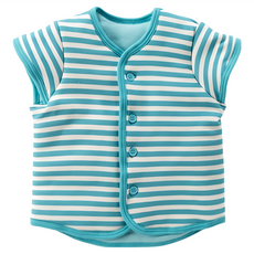 兒童四季 空氣棉背心 棉質 尺寸80-130, 90cm, 經典藍白條 加厚款