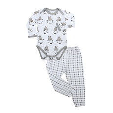 baa baa sheepz 抱抱羊 兒童款羊樂園長袖包屁衣套裝 - 95%竹纖維, 5% 氨綸, 18~24個月, 白色