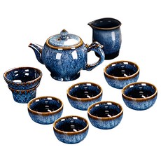 窯變茶具禮盒套裝，陶瓷泡茶茶具組, 1壺 + 6杯, 1組