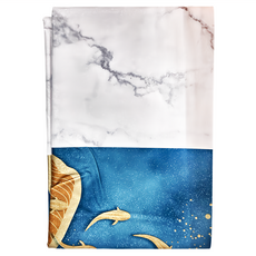 現代風大理石桌巾 防水防油 防燙耐熱, 140 x 180cm, 湖光錦鯉 多色, 1個