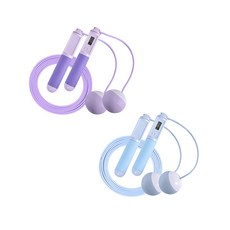 LEADER X 高階智能計數跳繩2件組 快速燃脂有氧減肥 無線/有線雙用 手柄舒適防滑, 手柄(19 x 3cm) + 無線球(直徑6.5cm) + 有線繩長(280 x 0.2cm), 紫色 + 藍色, 1組