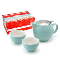 ZERO JAPAN典藏陶瓷超值禮盒組，壺 + 杯子2個，全16色, 湖水藍, 1組