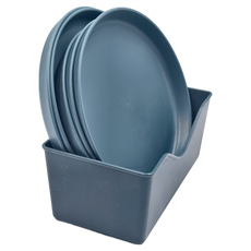 馬卡龍 淺圓款 食品級PP材質 點心盤, 盤子 x 5個 + 底座 x 1個, 深藍色, 1組