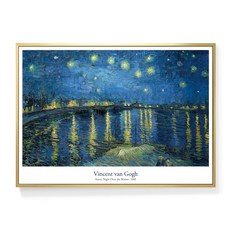菠蘿選畫所 梵谷 隆河上的星夜 掛畫 AVAR5712G, 金色