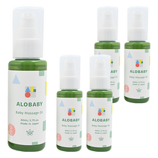 ALOBABY 寶寶按摩油 80mL, 植物成分, 好推不黏膩, 溫和無香型, 幫助舒眠, 促進血液循環, 5瓶
