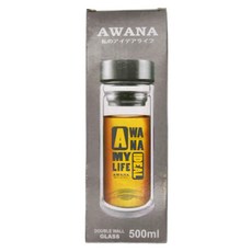 AWANA 艾薇兒 寬口濾網雙層玻璃杯500ml, GL-500, 1個