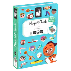 Janod 磁鐵遊戲書 奧運小百科 適用年齡3歲以上, 1盒, 48枚磁貼、16張造型圖卡