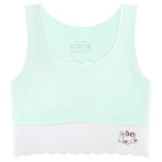 YOiie 莫代爾冰絲透氣寬肩內衣 加長背心型 成長內衣 型號8801, M(75A), 青蘋綠
