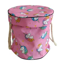 大容量快速收納牛津布束口袋桶 加粗棉繩設計 防潑水 野餐墊/坐地墊, 獨角獸, 1個