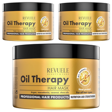 REVUELE 專業沙龍金緻護髮膜, 500ml, 含摩洛哥油等多種植物精油, 適用所有髮質, 3罐