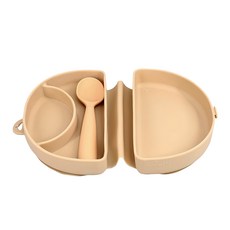 miniware 微兒, 杏仁奶油, 1組, 矽膠合掌包 + 湯匙