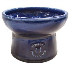 Necoichi 貓壹 快樂食光高腳食碗 日本製 陶瓷 寵物碗, 琉璃紺, 1個