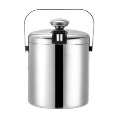 304不鏽鋼收納夾保冰桶 攜帶方便 雙層中空保冷設計 附冰夾, 14 x 14 x 20cm, 1.3L, 1個