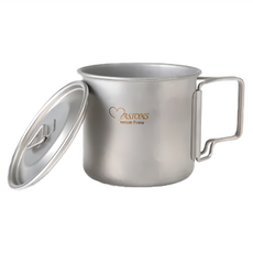 MASIONS 美心 Titanium Prime 極致純鈦輕量環保杯/折疊環保杯 收納手柄 360ml, 銀色, 1個