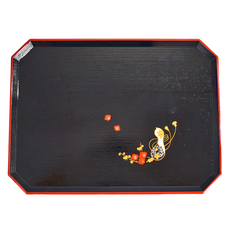 佐和 赤梅金葫蘆托盤-日本製 樹脂材質, 39 x 39 x 1.5cm, 赤梅金葫蘆, 1個