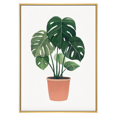 盆栽意趣 龜背芋 畫框, 木色