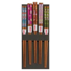 SUNLIFE 天然竹製筷子, 竹小花, 5雙筷子, 1組