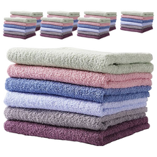 non-no 儂儂 驚吸水毛巾 棉紗 4件組 雙股紗棉線 耐用不易掉毛 高效吸水 100%純棉 中厚度 超強耐洗 五星質量, 顏色隨機, 8條