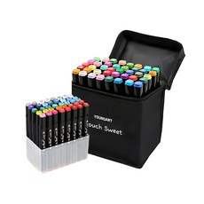 YOUNG ART 黑筆管雙頭麥克筆 附布質收納套 + PP筆筒, 多色, 1組