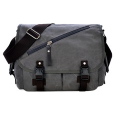 HILIO 男款休閒大容量郵差包, 33 x 12 x 28cm, 灰色