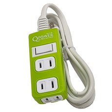 Tyson 太順電業 QPOWER 太超值 1切3座延長線 TS-213B-G 2P 1.8M 萊姆色, 顏色隨機, 1條