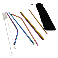 PUSH! 餐具用品彩色金屬吸管組/環保珍珠奶茶吸管組 304不鏽鋼, 8個, 1組