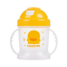 PiYOPiYO 黃色小鴨 抗菌彈跳水杯, 兩側手把, 彈跳杯蓋設計, 250ml, 1個, 黃色