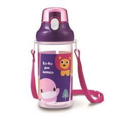 KU.KU. 酷咕鴨 動物派對運動水壺 500ml 兒童水壺, 藍/粉, 1個