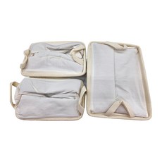 絨布收納框, 小 + 中 + 大, 米白色, 1組