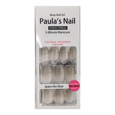 Paula's Nail 寶拉美甲 光療秒貼美甲, 3分鐘美甲, 無膠水, 24片裝, 裸灰漸變, 1組