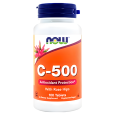 NOW Foods 維他命C-500 + 玫瑰果 抗氧化保護, 100顆, 1罐