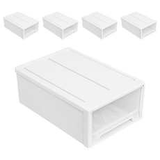 收納部屋 透明抽屜收納盒8L 居家收納好幫手, 31 x 22 x 11.5cm, 白色, 5個
