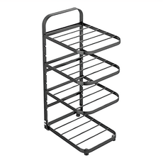 可掛式多層鍋架，碳鋼材質，層高可調，加粗加厚, 黑色, 4層, 1個