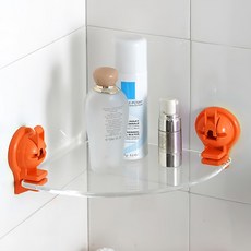 LASSLEY 蕾絲妮 MAGIC彩色強力吸盤三角置物架 ABS樹脂/PA橡膠材質 承重約10KG, 橘色, 1個