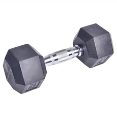 ADROCKET 頂級天然橡膠鋼製啞鈴, 人體工學握把, 外層電鍍滾花防滑設計, 圓鋼材質, 10/12.5/15/17.5/20公斤, 12.5kg, 1個