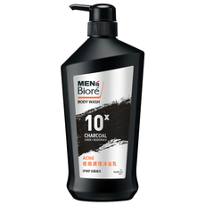 MEN's Biore 10倍炭男性專用 痘痘調理沐浴乳 控油深層清潔 長時間清爽 針對背及胸口容易出油流汗的肌膚, 750g, 1瓶