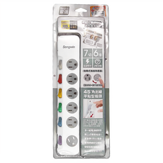 Songwin 尚之宇 7切6座延長線 3孔, 3.6m, 白色, 1條