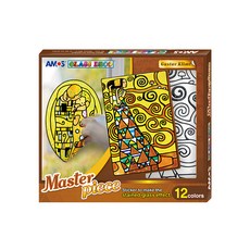 AMOS 阿摩司 名著玻璃貼DIY 克里姆特 1盒, 10.5ML玻璃彩繪膠*12色, 著創意著色玻璃貼*3張