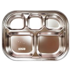 fisher-price 費雪 不鏽鋼分格餐盤, 寬裕大小及深度, 五格餐盤, 24.5 x 19 x 4cm, 單一顏色, 1個