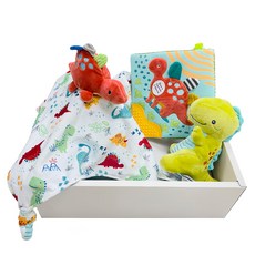 Mary Meyer 蜜兒 臻藏禮盒 安全柔軟布料 手搖鈴、沙沙紙聲響設計, 恐龍, 1盒