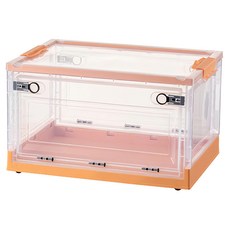 三開式折疊透明收納箱 100L, 橘色, 1個