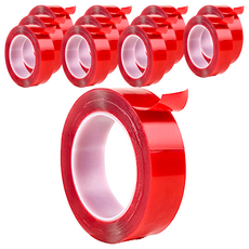 雙面無痕強力膠條 30mm x 3m, 紅色/透明色, 12捲