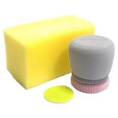 MinFactory 苔蘚強力釹磁鐵魚缸清潔器 灰色 + 角落清潔用海綿 + 替換用刮刀組, 1組