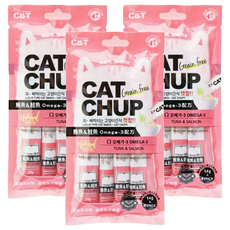 CAT CHUP 貓咪肉泥 無穀物 Omega-3配方, 鮪魚+鮭魚, 56g, 3袋